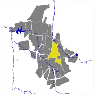 Karte von Windhoek-Zentral im Stadtgebiet von Windhoek