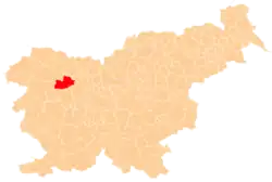 Karte von Slowenien, Position von Železniki hervorgehoben