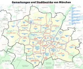 Die heutige Gemarkung 8666 innerhalb Münchens