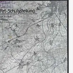 Karte zum Ausbau der Stellungen der 214. Infanterie-Division durch die Heeres-Pionier-Brigade 70 (mot) im Raum Guben-Cottbus – M 125 000 - Datum 1945-04-11.