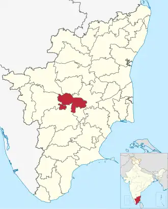 Positionskarte des Distrikts Karur