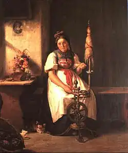 Caspar Kaltenmoser (1851): Württembergerin am Spinnrad