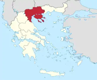 Lage der Region Zentralmakedonien innerhalb Griechenlands