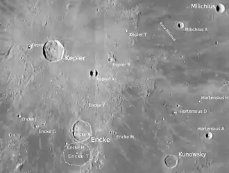 Milichius (oben rechts) und Umgebung (LROC-WAC)