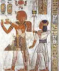 Typische Prinzendarstellung in QV44: Ramses III. gefolgt von Chaemwaset