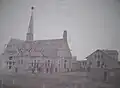 Aukruger Kirche und Pastorat in der Bauphase