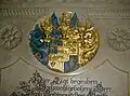 Innenausstattung der Kirche in Herzogau, Grabplatte von Joseph Ferdinand Voith von Voithenberg