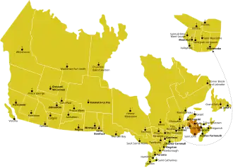 Karte der Kirchenprovinz Moncton