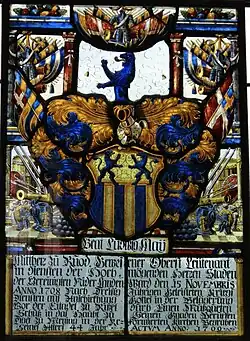 Wappen der May in der Kirche Rued (1709)