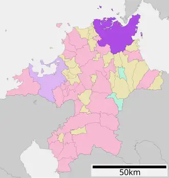 Lage Kitakyūshūs in der Präfektur