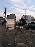 Blick vom Bahnhof den Hidaka-Fluss (Oktober 2005)