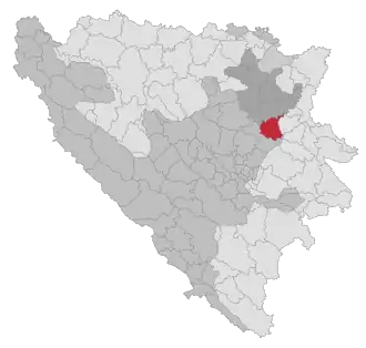 Lage der Gemeinde Kladanj in Bosnien und Herzegowina (anklickbare Karte)