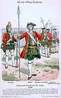 Knötel, Band II, Tafel 36: Kur-Sachsen. Infanterie-Regiment Du Caila. 1730