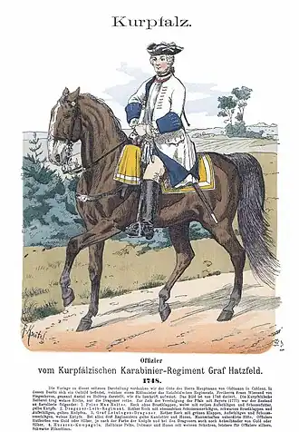 Rittmeister im kurpfälzischen Karabinier-Regiment Graf Hatzfeld, 1748