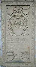 Grecken-Grabplatte 1633 an der Sebastianskirche