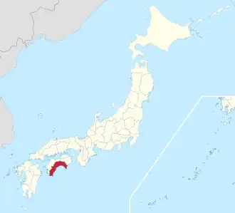 Lage der Präfektur Kōchi in Japan