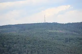 Blick vom Pferdskopfturm zum Kolbenberg mit Sendemast im Taunushauptkamm.