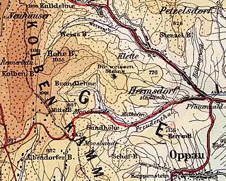 Das Gebiet Kolbenkamm im Maßstab 1:75.000