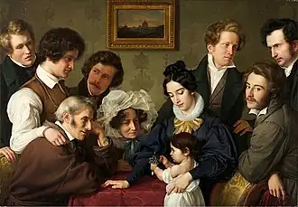 Julius Hübner, Eduard Bendemann, Theodor Hildebrandt, Karl Ferdinand Sohn, Wilhelm Schadow: Der Schadow-Kreis, 1830/1831, Museum Kunstpalast Düsseldorf – Familien- und Freundschaftsbild