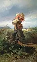 Kinder, die vor einem Gewitter fliehen