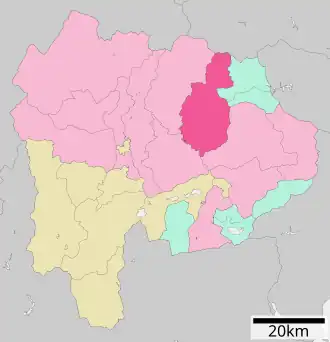 Lage Kōshūs in der Präfektur