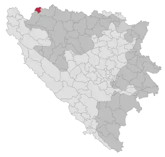 Lage der Gemeinde Kostajnica (Gemeinde) in Bosnien und Herzegowina (anklickbare Karte)
