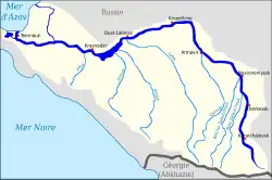 Der Kuban führt die nordwestlichen Kaukausus-Flüsse zusammen in das Asowsche Meer.