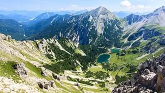 Krapfenkarspitze gesehen von unterhalb der Schöttelkarspitze