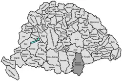 Lage des Komitats Krassó-Szörény