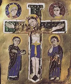 Emailarbeit auf dem Vortragekreuz des Essener Domschatzes (10. Jahrhundert).