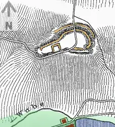Krimmelburg mit nachträglich eingebautem, quadratischem Plateau