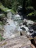 Tiefblick vom Holzsteg auf den Tomaschitzbach