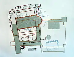 Frühere und heutige Bauten im Bereich von Kurfürstlichem Palais und Basilika