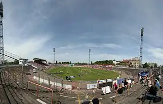 Blick auf das Stadion beim Spiel Hallescher FC gegen Babelsberg 03 am 9. Mai 2009