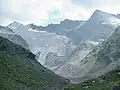 Läntagletscher mit Rheinwaldhorn (Blick von der Hütte)
