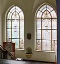 Jugendstil-Glasfenster im Haupttreppenhaus.