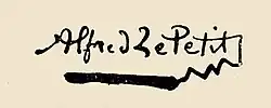 Unterschrift Alfred Le Petit, französischer Maler und Karikaturist