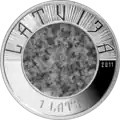 1 Lats aus Sterlingsilber und Granit (2011)