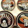 La Catrina-Teller aus Keramik, Michoacán