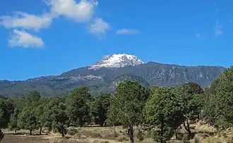 Malinche-Vulkan von unten gesehen.