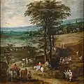 Jan Brueghel d.&nbsp;Ä. und Josse de Momper (zugeschrieben):[41] Das Landleben, ca. 1620–1622, Öl auf Leinwand, 166 × 168 cm, Prado, Madrid. Einige Figuren, vor allem die drei Frauen unten rechts, sind freie Kopien aus der berühmten Heuernte von Pieter Brueghel d. Ä. (1565, Nationalgalerie, Prag)