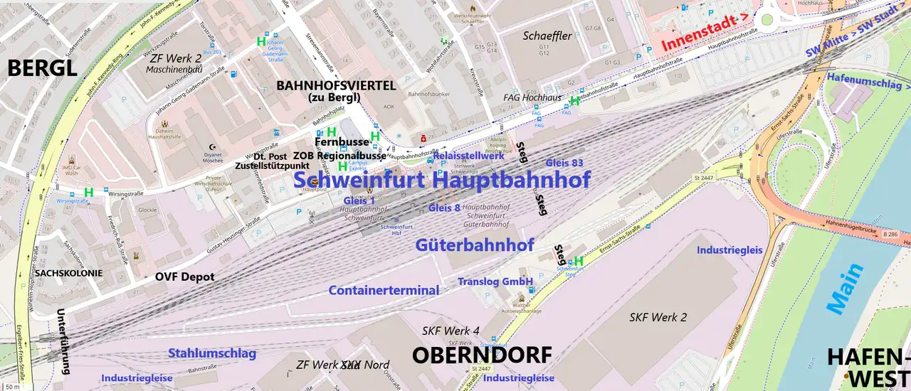Lageplan Schweinfurt Hauptbahnhof