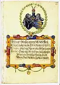 Allianzwappen Goland/Ebner-Eschenbach (für Georg Wilhelm Grolandt, Pfleger der Landauerschen Zwölfbrüderstiftung)