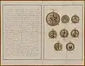 Schluss, Jahresangabe 1291 und schematische Wappenzeichnungen