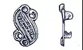 Langobardische Fibel, 26,5&nbsp;mm hoch, 15&nbsp;mm breit[9]
