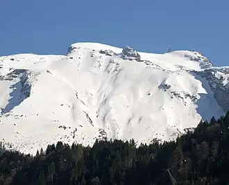 Blick aus nordnordwestlicher Richtung zum Titlis, rechts der Klein Titlis, davor das Rotstöckli und der Laubersgrat