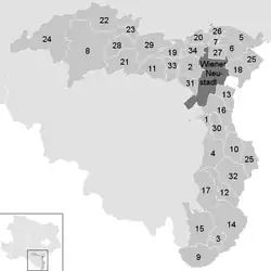 Lage der Gemeinde Bezirk Wiener Neustadt im Bezirk Wiener Neustadt (anklickbare Karte)