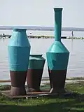 Stahlskulptur Regenfänger am Dümmerufer bei Lembruch