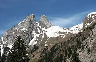 Les Jumelles, gesehen vom Lac de Tanay
