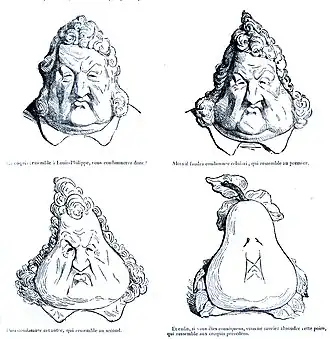 In dieser Form am 14. November 1831 vor Gericht gezeigt und am 24. November 1831 in La Caricature publiziert.[1]